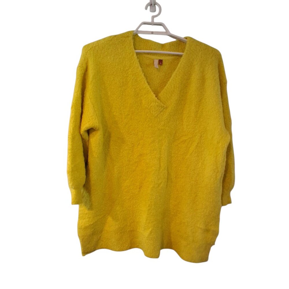 Pilcro teddy tunic sweater womens XL yellow fuzzy oversized Anthropologie